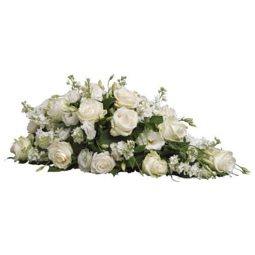 Rouwstuk witte bloemen druppel model ( UB 201 )